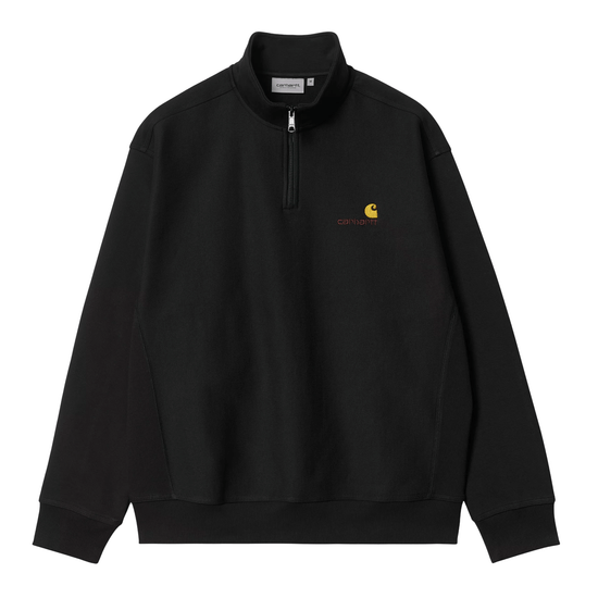 CARHARTT WIP HALF ZIP AMERICAN SCRIPT SWEAT BLACK