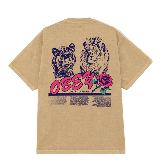 TSHIRT OBEY UNITE & FIGHT PIGMENT LIGHT KHAKI