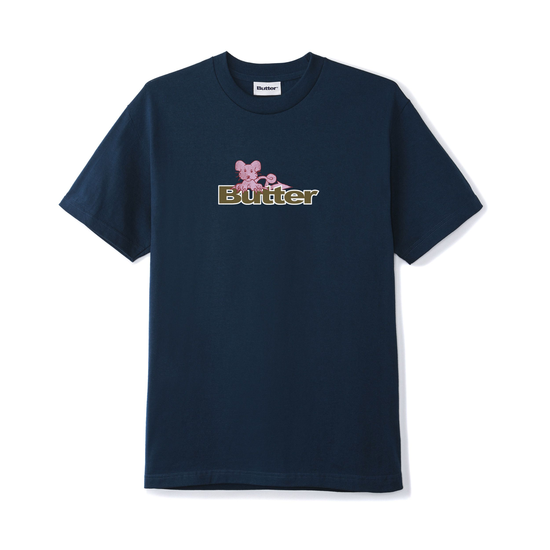 T-SHIRT BUTTER RAT LOGO TEE NAVY
