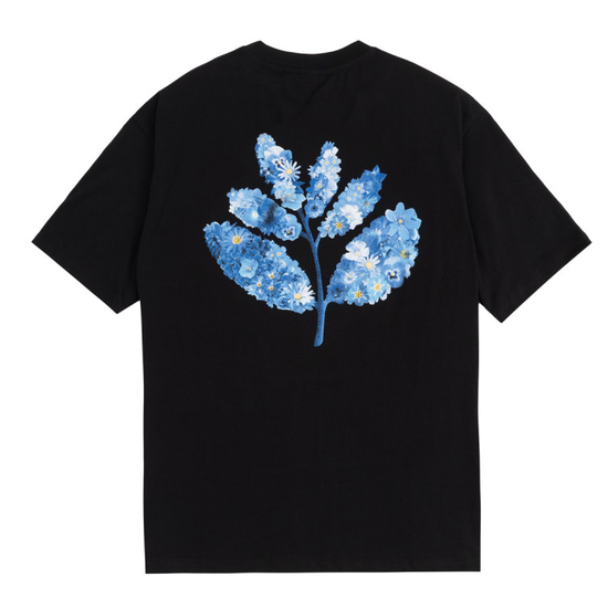 TSHIRT MAGENTA BLUE FLOWERS COLLAB TEE BLACK