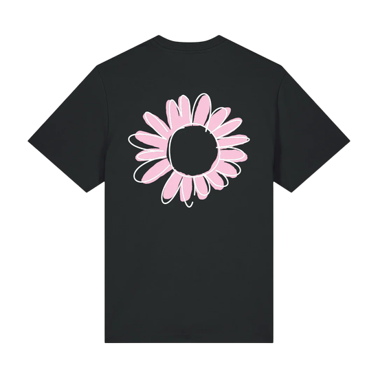 TSHIRT OMC PINK DRAW FLOWER BLACK