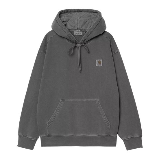 CARHARTT WIP HOODED NELSON SWEAT GRAPHITE GARMENT DYED