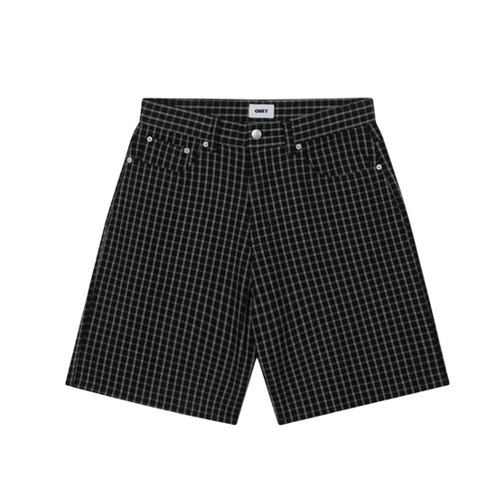 SHORT OBEY PLAID BAGGY DENIM SHORT BLACK MULTI