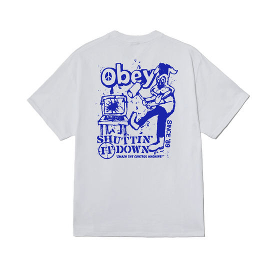 TSHIRT OBEY SMACH THE CONTROLE MACHINE WHITE