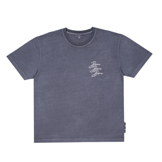 TSHIRT BISOUS S/S Cigarette Used Pigment Dye Petrol Blue