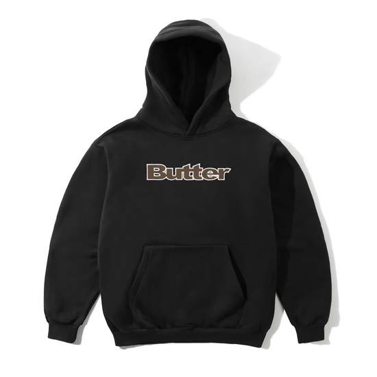 HOODIE BUTTER GOODS RIPSTOP LOGO APPLIQUE PULLOVER HOOD BLACK