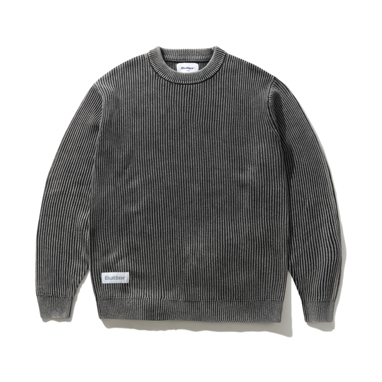 PULL BUTTER GOODS BLEACH KNIT SWEATER BLACK