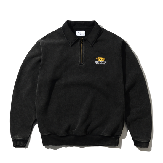 PULL BUTTER GOODS CORP 1/4 ZIP PULLOVER BLACK