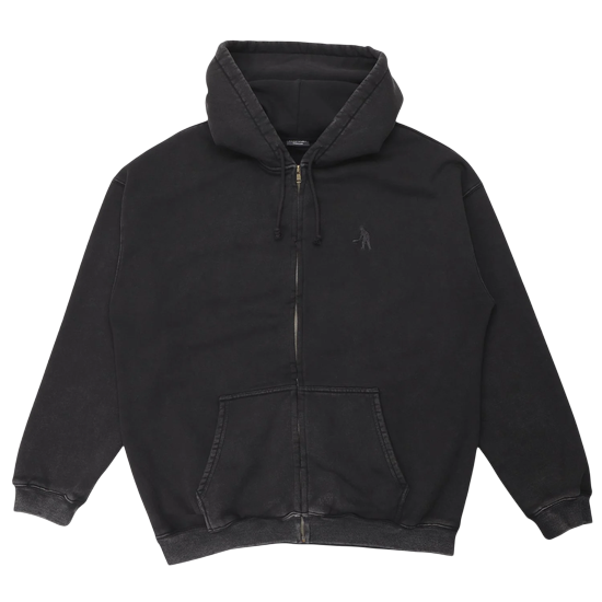 HOODIE PASS PORT SOLID WORKER ZIP HOOD WASHED BLACK
