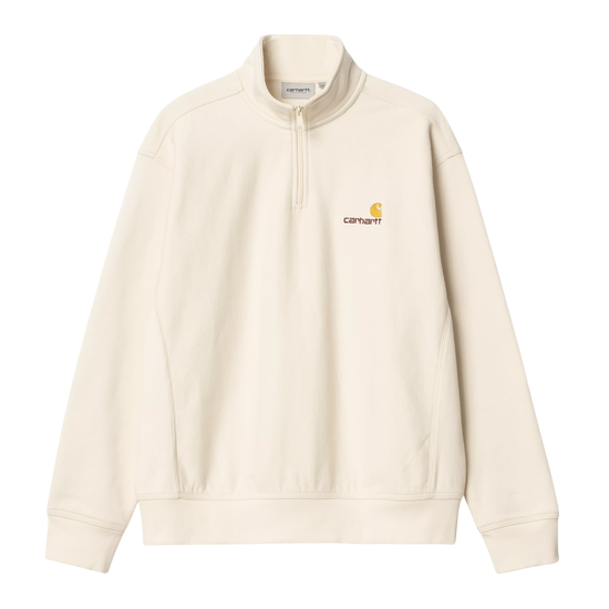 CARHARTT WIP HALF ZIP AMERICAN SCRIPT SWEAT NATURAL