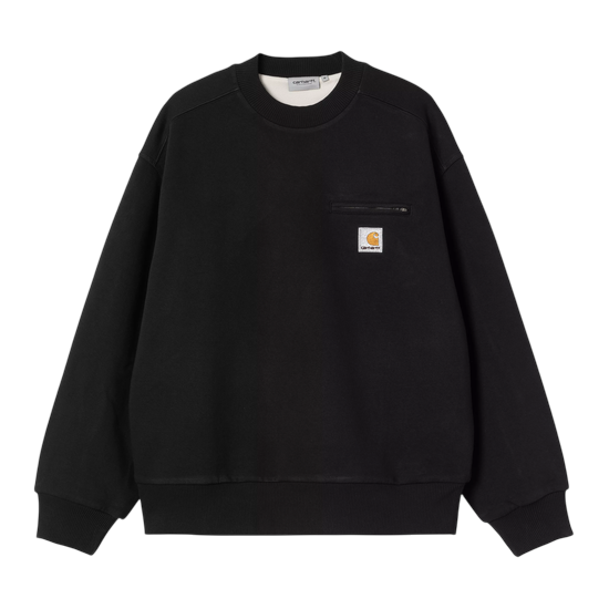 CARHARTT WIP DETROIT SWEAT BLACK STONE WASHED