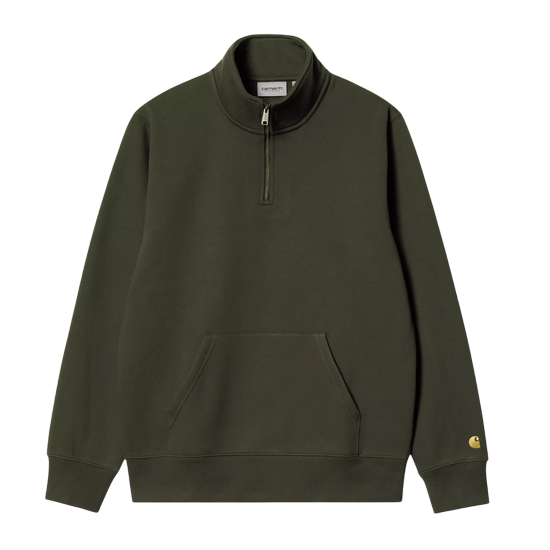 CARHARTT WIP HALF ZIP CHASE NECK OLIVE GOLD